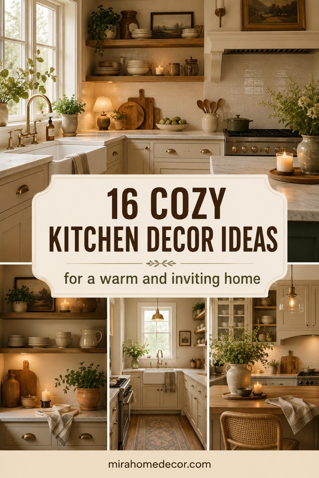 Pinterest pin for cozy kitchen decor ideas