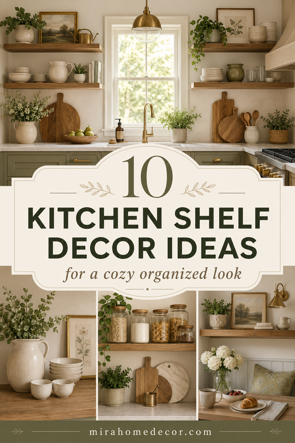 Pinterest pin for kitchen shelf decor ideas
