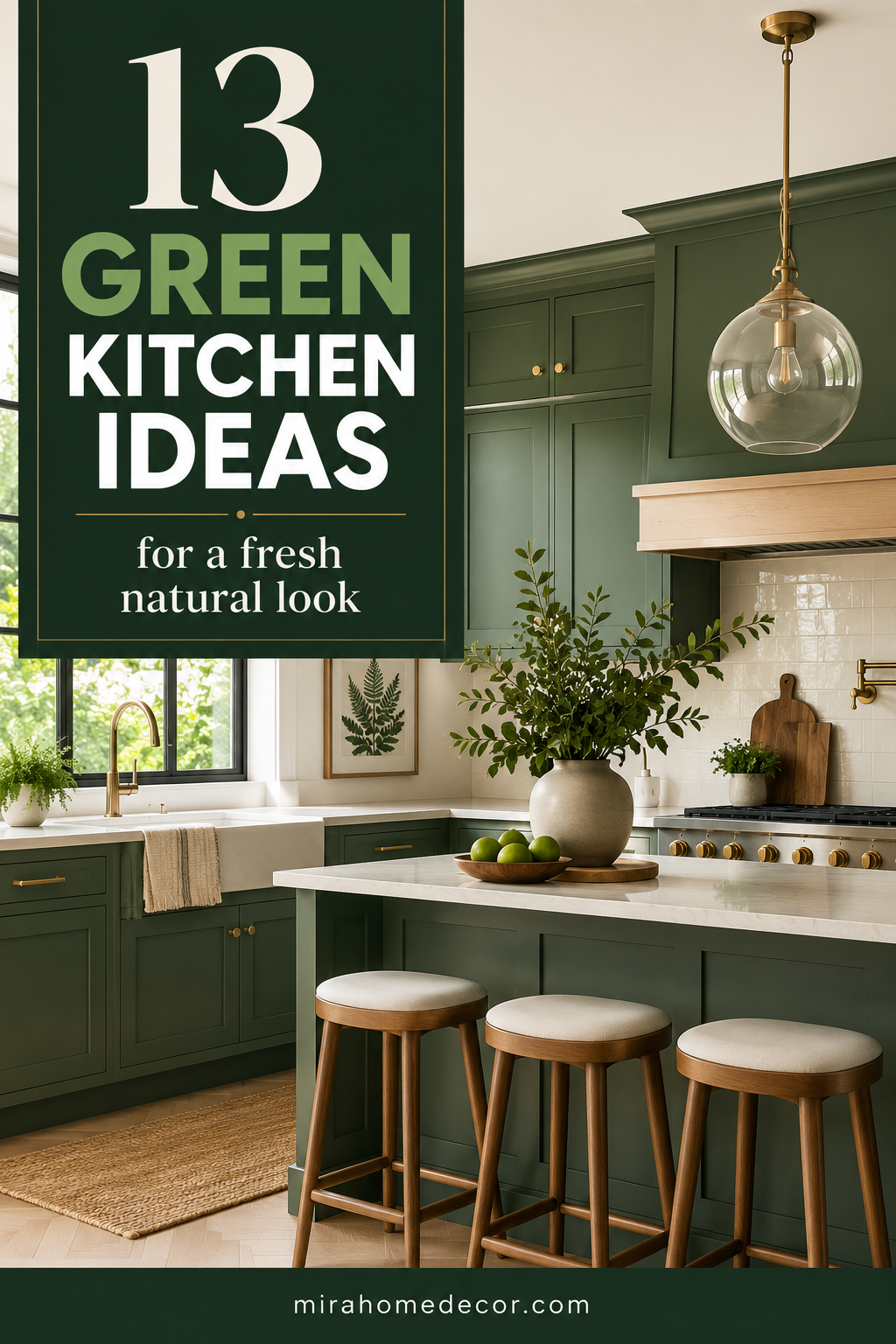 Pinterest pin for green kitchen ideas