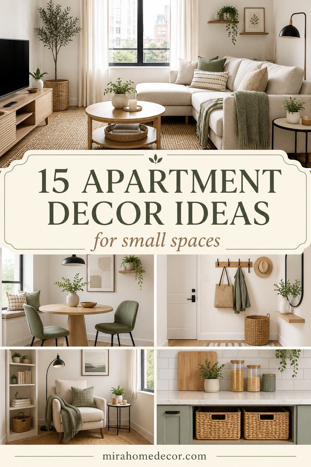 Pinterest pin for apartment decor ideas for small spaces