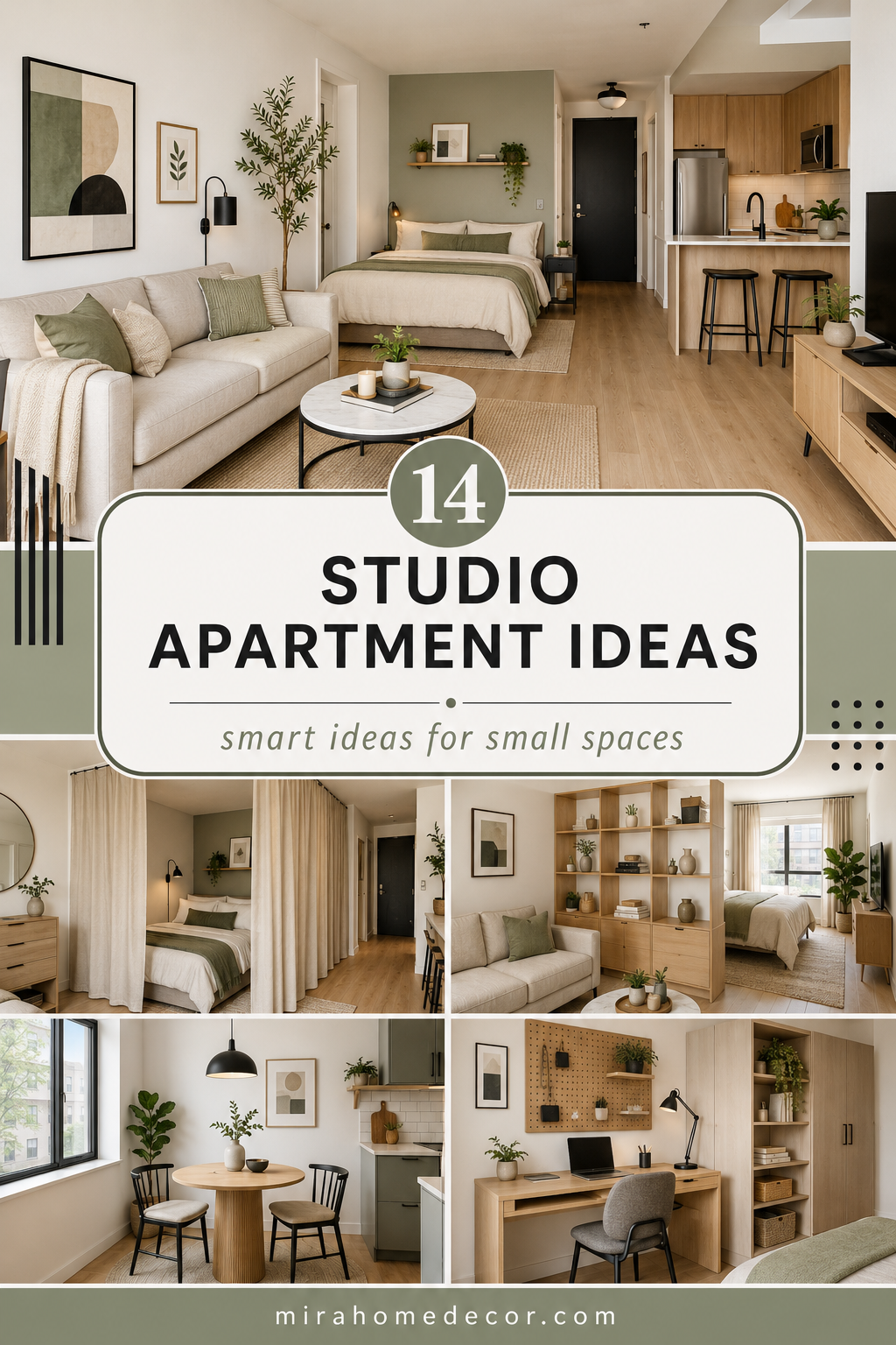 Pinterest pin for studio apartment ideas