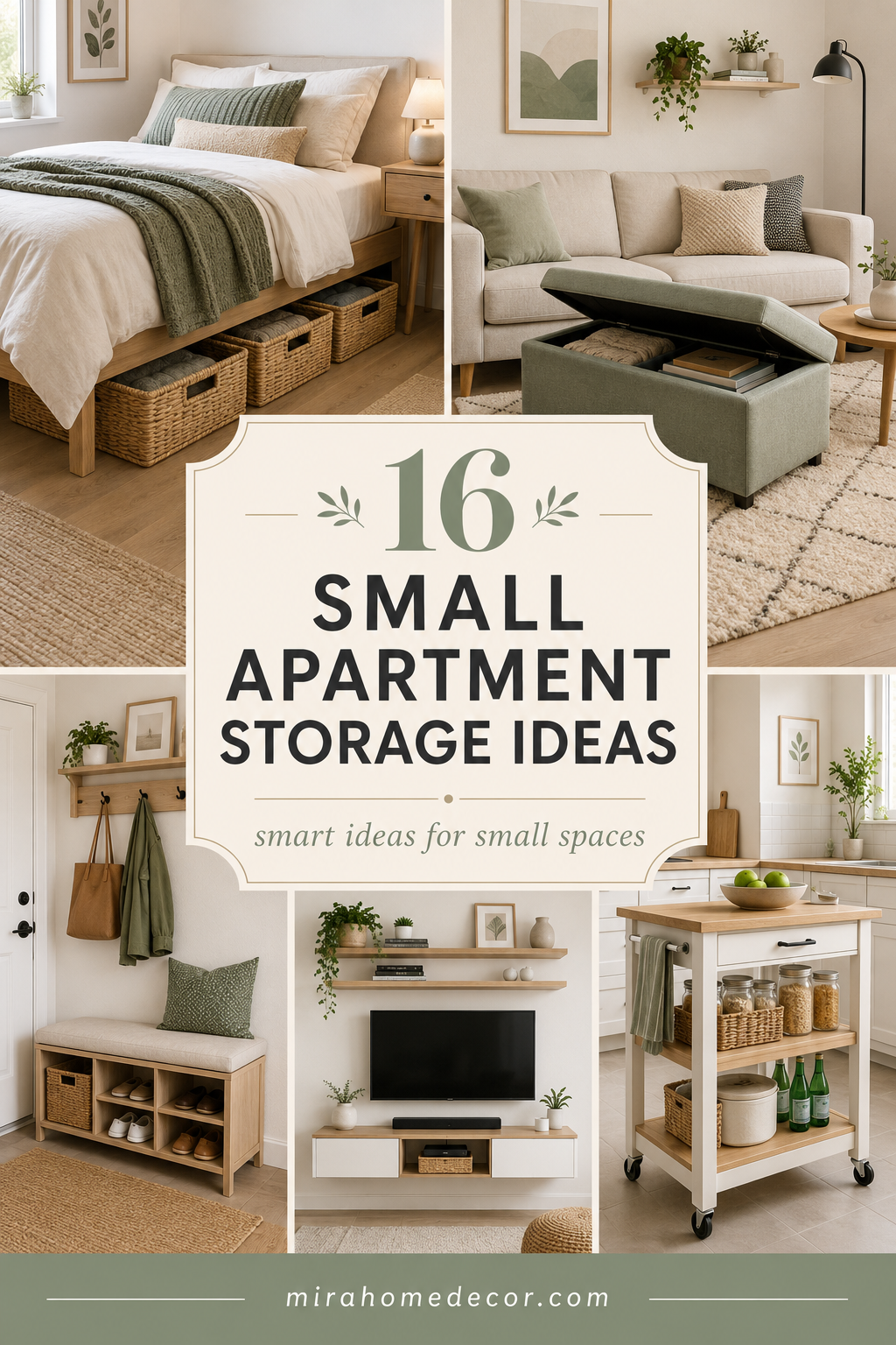 Pinterest pin for small apartment storage ideas