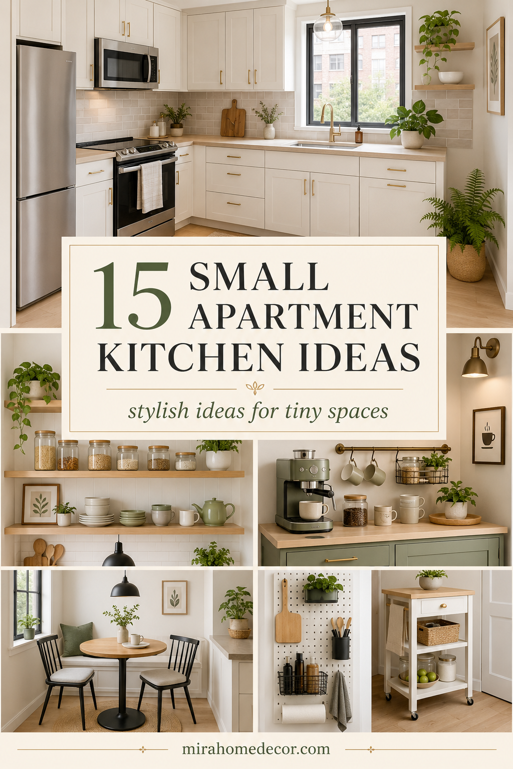 Pinterest pin for small apartment kitchen ideas