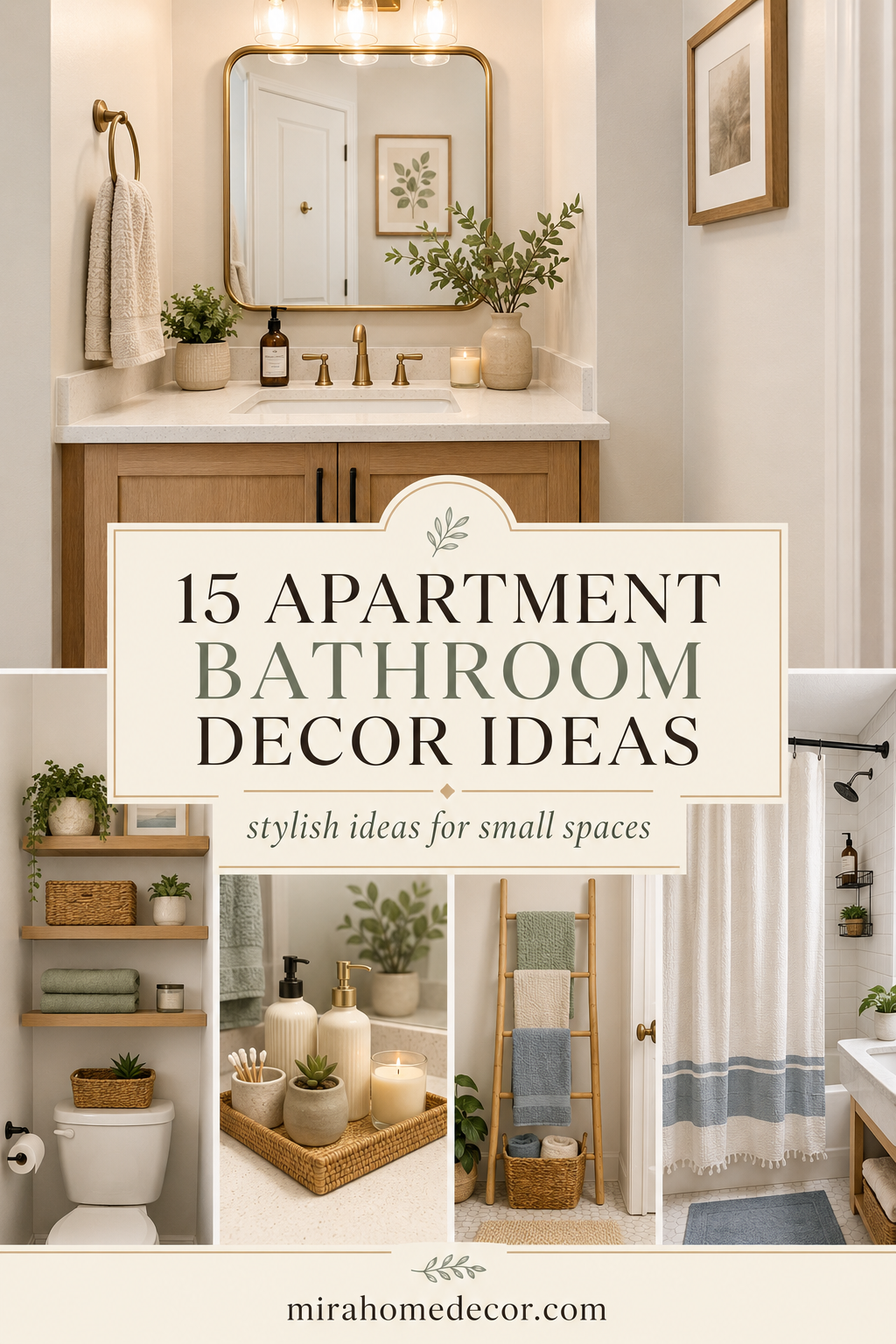Pinterest pin for apartment bathroom decor ideas