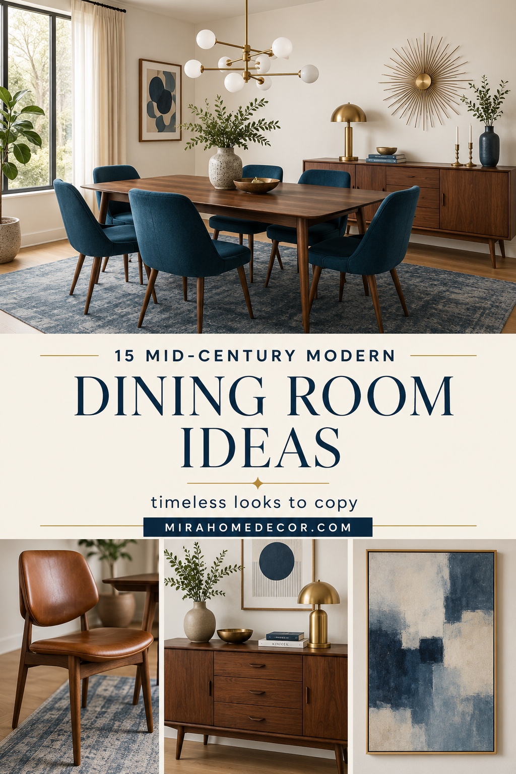 Pinterest pin for mid-century modern dining room ideas