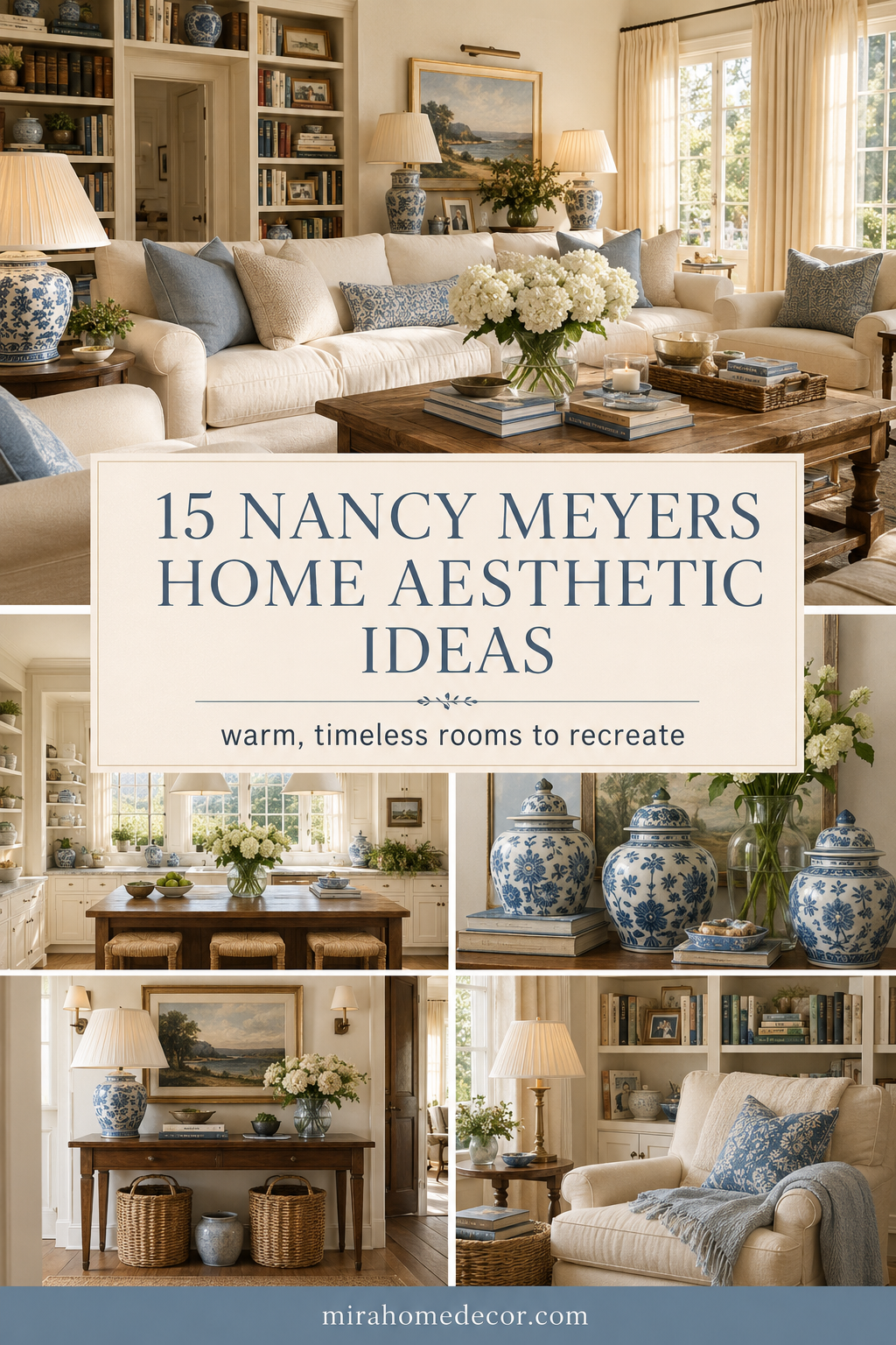 Pinterest pin for Nancy Meyers home aesthetic ideas