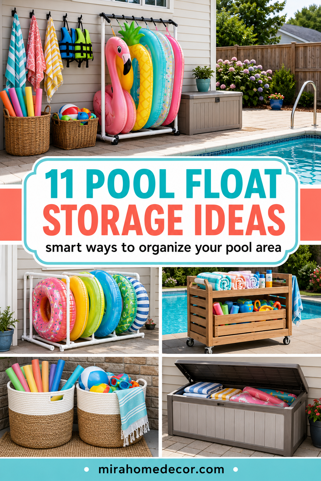 Pinterest pin for pool float storage ideas
