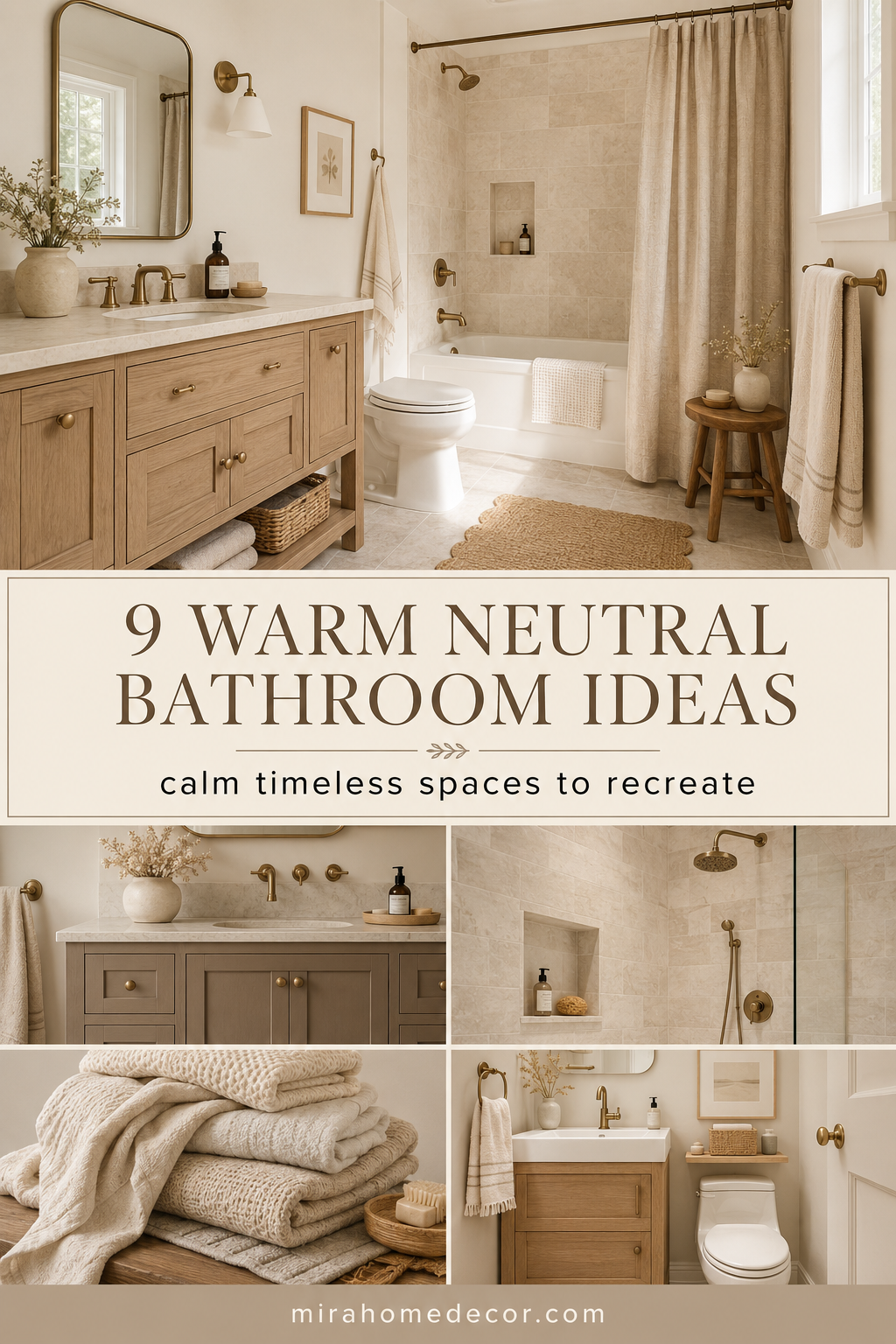 Pinterest pin for warm neutral bathroom ideas
