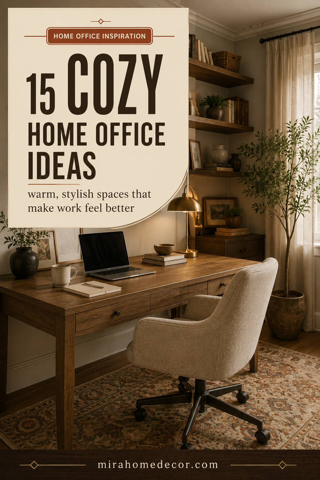 Pinterest pin for cozy home office ideas