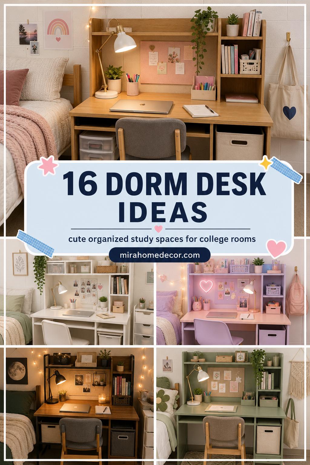 Pinterest pin for dorm desk ideas