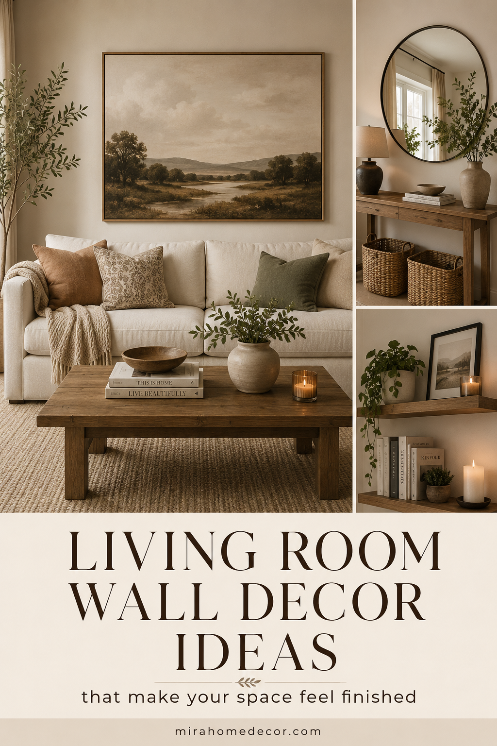 Pinterest pin with living room wall decor ideas