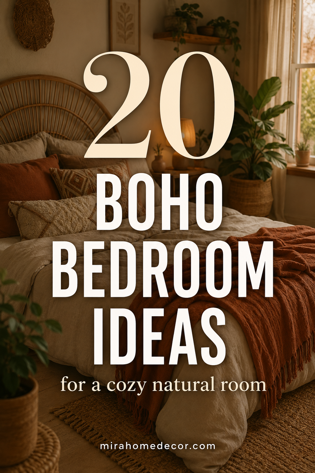 Pinterest pin with boho bedroom ideas