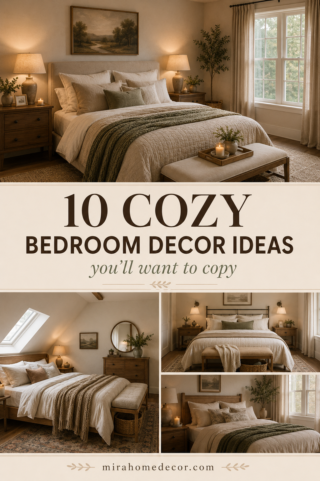 Pinterest pin for cozy bedroom decor ideas