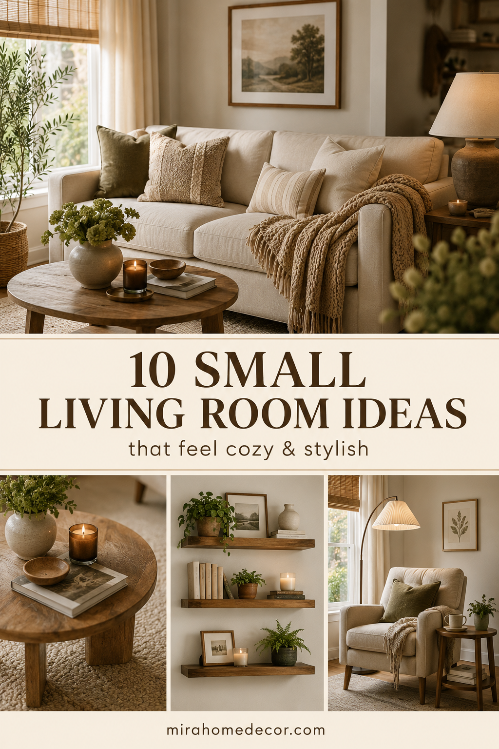 Pinterest pin with small living room ideas list